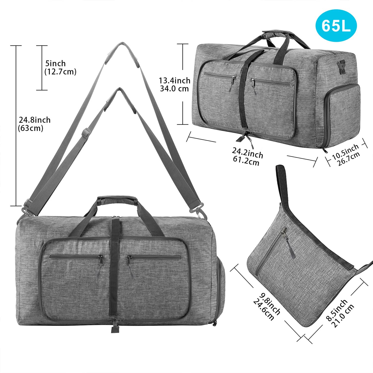 65l duffel bag size